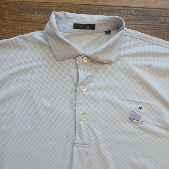 turtleson Other - Turtleson Polo Mens Large Light Blue Geometric Golf Performance Stretch Flex